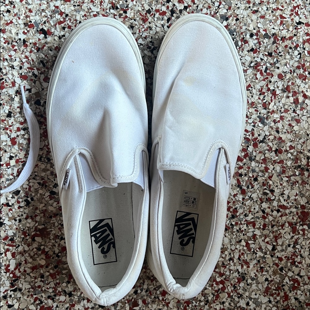 Vans Classic White Canvas Slip-Ons